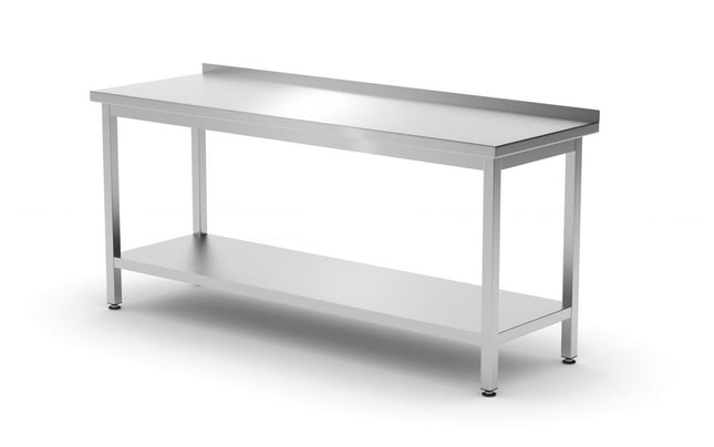 HENDI Wandtisch mit Ablage – verschraubt – Tiefe 600 mm – Profi Line – 1800 × 600 × 850 mm – Produktansicht