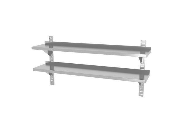 HENDI Doppelwandregal – einstellbar – mit 2 Halterungen – 1400 × 300 × 600 mm – Produktansicht