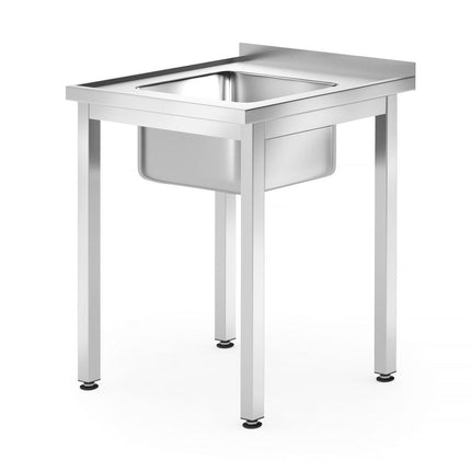 HENDI Spültisch – verschraubt –  Tiefe 600 mm – Profi Line – Waschbecken in der Mitte – 600 × 600 × H 850 mm – Produktansicht