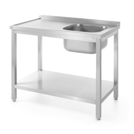 HENDI Waschtisch mit Ablage – verschraubt –  Tiefe 600 mm – Profi Line – Spüle rechts – 1000 × 600 × H 850 mm – Produktansicht
