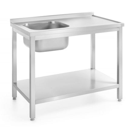 HENDI Waschtisch mit Ablage – verschraubt –  Tiefe 600 mm – Profi Line – Spüle links – 1000 × 600 × H 850 mm – Produktansicht