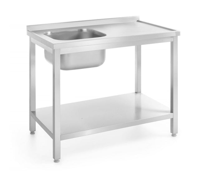 HENDI Waschtisch mit Ablage – verschraubt –  Tiefe 600 mm – Profi Line – Spüle links – 1000 × 600 × H 850 mm – Produktansicht