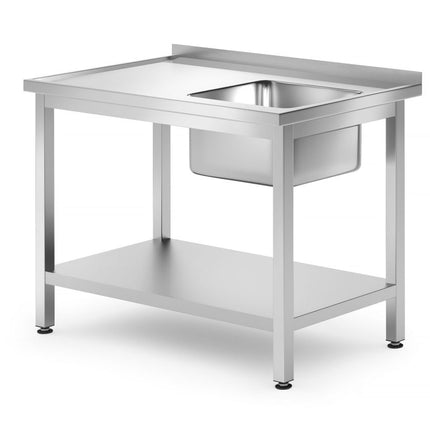 HENDI Waschtisch mit Ablage – verschraubt – Tiefe 700 mm – Profi Line – Richtig – 1000 × 700 × 850 mm – Produktansicht