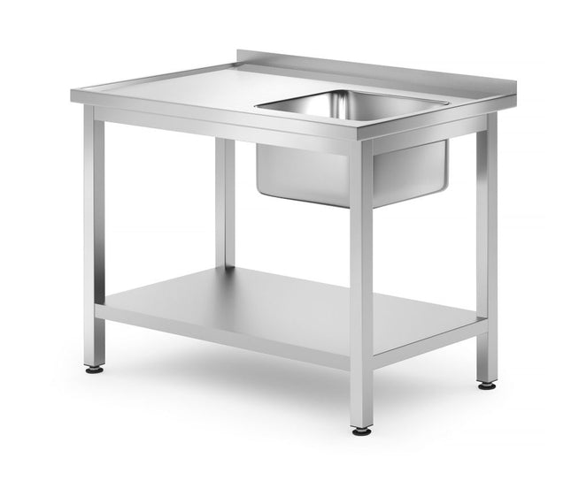 HENDI Waschtisch mit Ablage – verschraubt – Tiefe 700 mm – Profi Line – Richtig – 1000 × 700 × 850 mm – Produktansicht