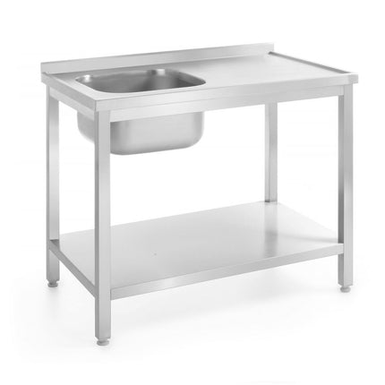 HENDI Waschtisch mit Ablage – verschraubt – Tiefe 700 mm – Profi Line – Links – 1000 × 700 × 850 mm – Produktansicht