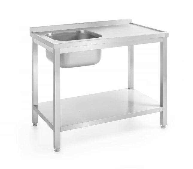 HENDI Waschtisch mit Ablage – verschraubt – Tiefe 700 mm – Profi Line – Links – 1000 × 700 × 850 mm – Produktansicht