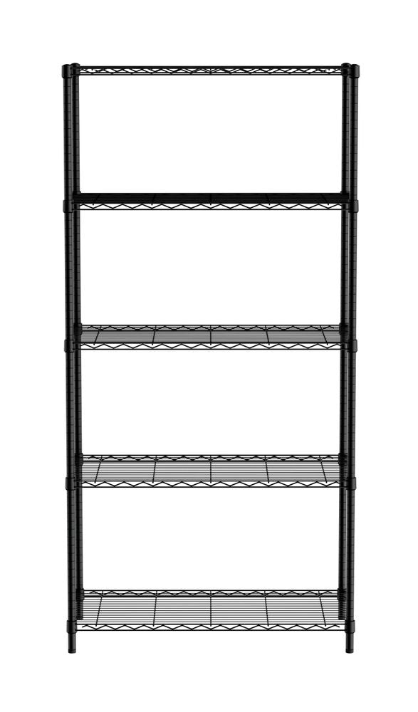 HENDI Lagerregal mit 5 Fächern – Schwarz – 910 × 455 × 1830 mm – Produktansicht