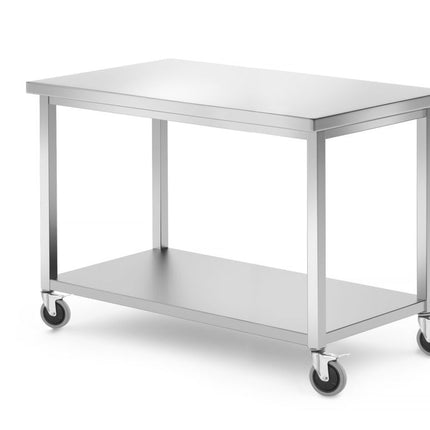 HENDI Mobiler Tisch – mit Ablage – verschraubt – Kitchen Line – 1200 × 600 × 850 mm – Produktansicht