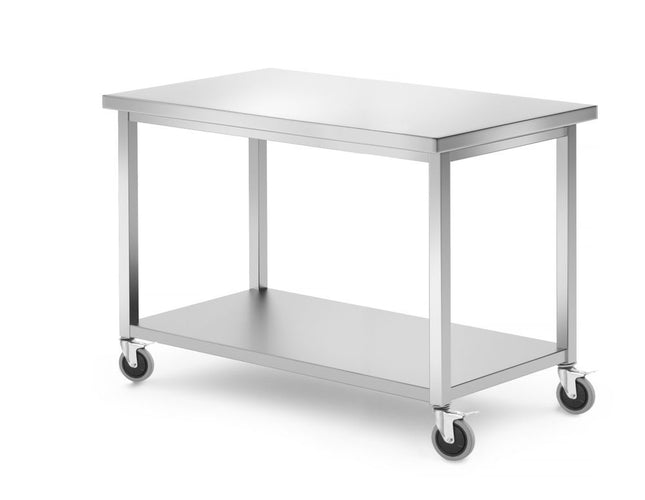 HENDI Mobiler Tisch – mit Ablage – verschraubt – Kitchen Line – 1200 × 600 × 850 mm – Produktansicht