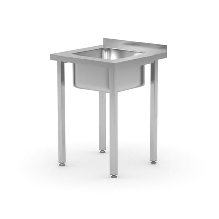 HENDI Spültisch –  verschraubt – Kitchen Line – Waschbecken in der Mitte – 600 × 600 × H 850 mm – Produktansicht