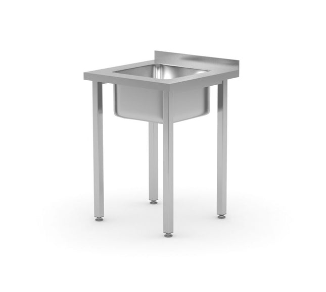 HENDI Spültisch –  verschraubt – Kitchen Line – Waschbecken in der Mitte – 600 × 600 × H 850 mm – Produktansicht