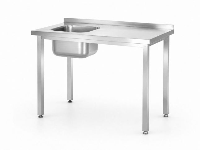 HENDI Spültisch –  verschraubt – Kitchen Line – Spülbecken auf der linken Seite – 800 × 600 × H 850 mm – Produktansicht