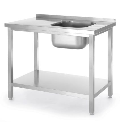 HENDI Spültisch mit Ablage –  verschraubt – Kitchen Line – Spülbecken auf der rechten Seite – 1000 × 600 × H 850 mm – Produktansicht