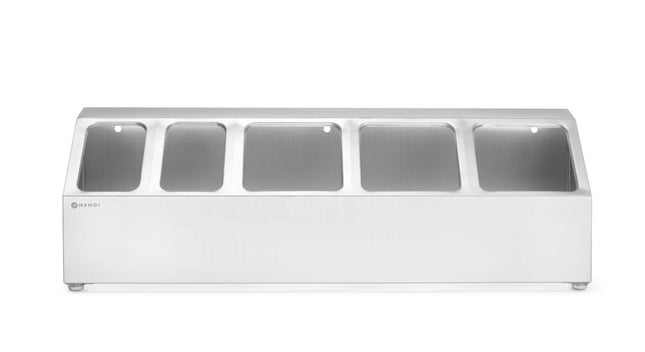 HENDI Halterung für Gastronorm-Behälter – 5 Fächer – 745 × 245 × H 215 mm – Produktansicht