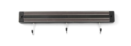 HENDI Messermagnetleiste mit Haken – 3 Haken – Schwarz – 340 mm – Produktansicht