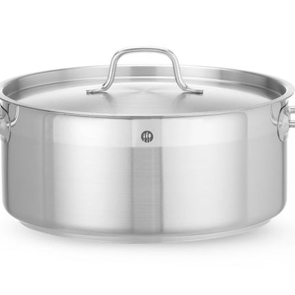 HENDI Kochtopf – niedrig - mit Deckel – Profi Line – 7.5 l – Ø 280 × H 120 mm – Produktansicht