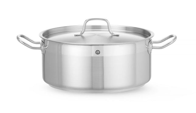 HENDI Kochtopf – niedrig - mit Deckel – Profi Line – 7.5 l – Ø 280 × H 120 mm – Produktansicht