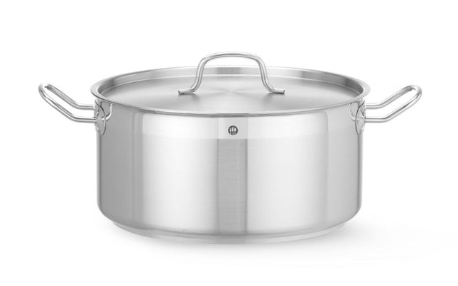 HENDI Kochtopf – niedrig - mit Deckel – Profi Line – 12 l – Ø 320 × H 150 mm – Produktansicht