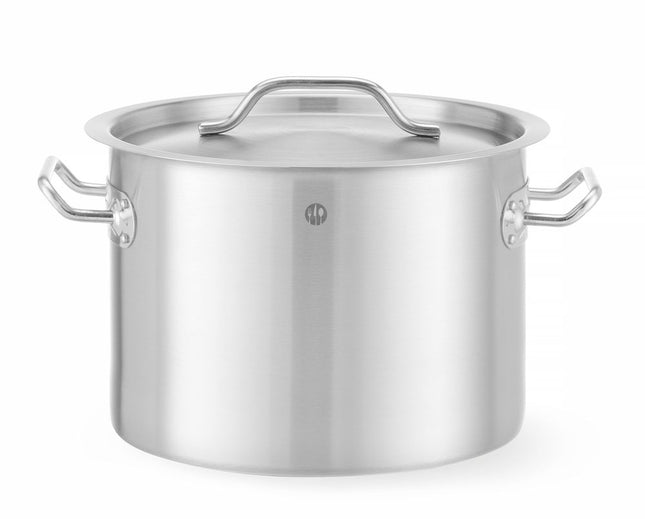 HENDI Kochtopf –  mittel - mit Deckel – Budget Line – 9 l – Silber – Ø 250 × H 180 mm – Produktansicht