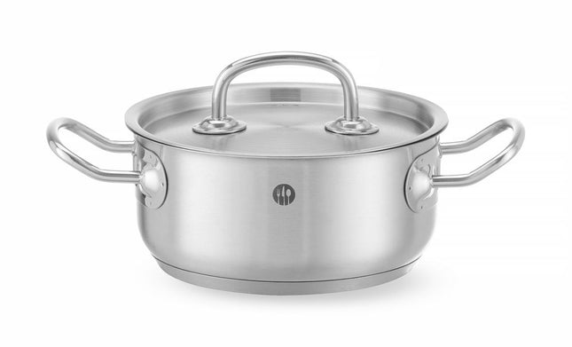 HENDI Topf niedrig - mit Deckel – Kitchen Line – 1.4 l – Ø 160 × H 75 mm – Produktansicht