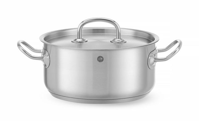 HENDI Topf niedrig - mit Deckel – Kitchen Line – 2.9 l – Ø 200 × H 95 mm – Produktansicht