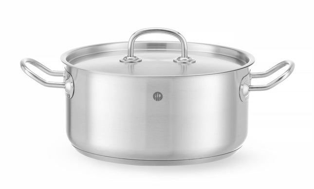 HENDI Topf niedrig - mit Deckel – Kitchen Line – 4.9 l – Ø 240 × H 110 mm – Produktansicht