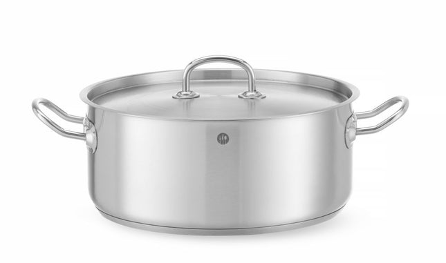 HENDI Topf niedrig - mit Deckel – Kitchen Line – 7.3 l – Ø 280 × H 120 mm – Produktansicht
