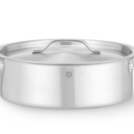 HENDI Kochtopf –  niedrig - mit Deckel – 8 – 5 l – Rund – Ø 320 × H 110 mm – Produktansicht