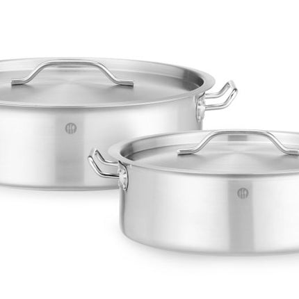 HENDI Kochtopf –  niedrig - mit Deckel – 8 – 5 l – Rund – Ø 320 × H 110 mm – Detailansicht