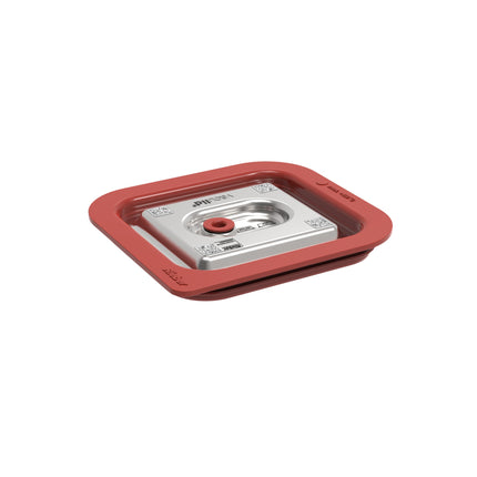 Rieber vaculid® Deckel 1/6 rot 4x QR-Code – Perspektivansicht