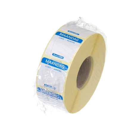 HENDI Täglich anwendbare Lebensmittelsicherheitsetiketten – Montag – Blau – 25 × 25 mm – 1000 Stück – Weitere Produktansicht