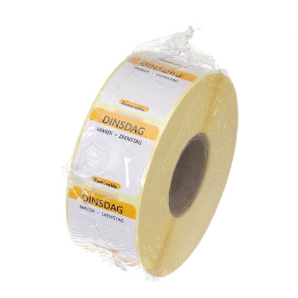 HENDI Täglich anwendbare Lebensmittelsicherheitsetiketten – Dienstag – Gelb – 25 × 25 mm – 1000 Stück – Weitere Produktansicht