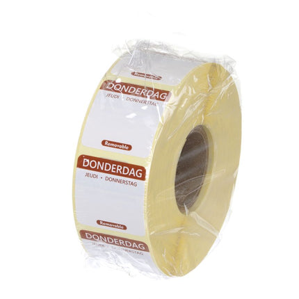 HENDI Täglich anwendbare Lebensmittelsicherheitsetiketten – Donnerstag – Braun – 25 × 25 mm – 1000 Stück – Weitere Produktansicht