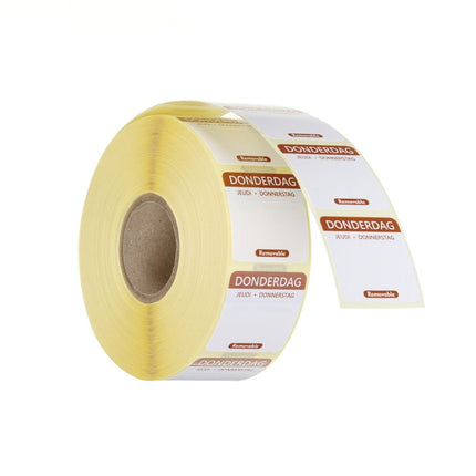 HENDI Täglich anwendbare Lebensmittelsicherheitsetiketten – Donnerstag – Braun – 25 × 25 mm – 1000 Stück – Produktansicht