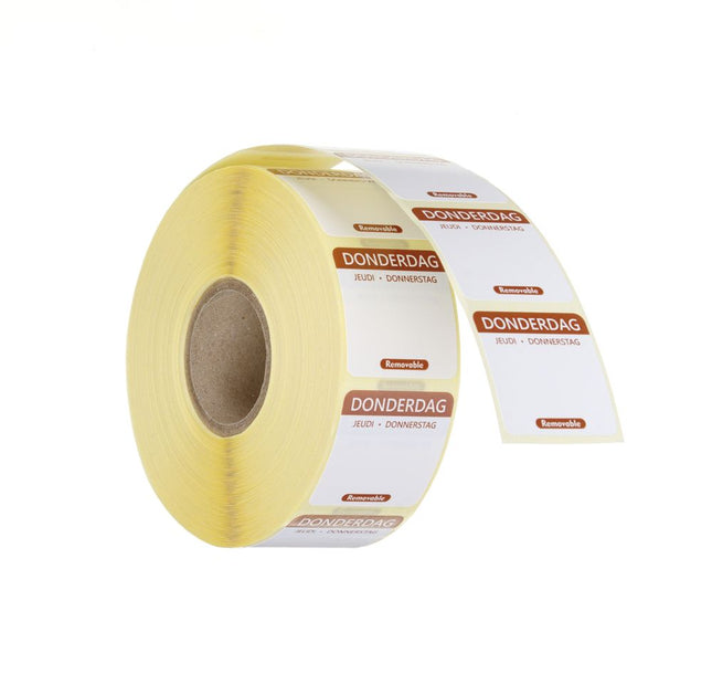HENDI Täglich anwendbare Lebensmittelsicherheitsetiketten – Donnerstag – Braun – 25 × 25 mm – 1000 Stück – Produktansicht