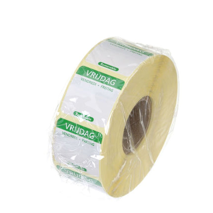 HENDI Täglich anwendbare Lebensmittelsicherheitsetiketten – Freitag – Grün – 25 × 25 mm – 1000 Stück – Weitere Produktansicht
