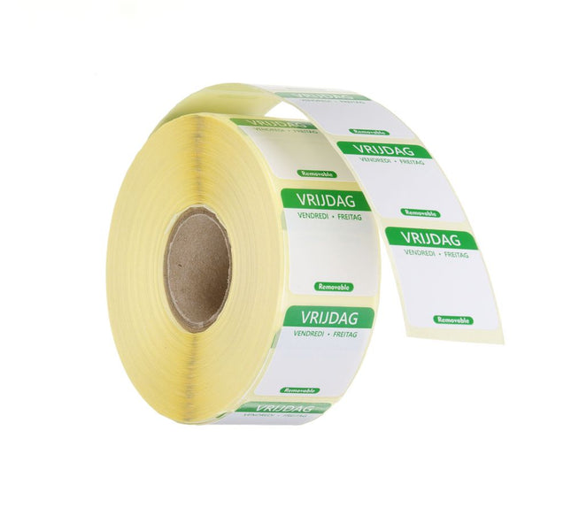 HENDI Täglich anwendbare Lebensmittelsicherheitsetiketten – Freitag – Grün – 25 × 25 mm – 1000 Stück – Produktansicht