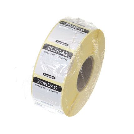 HENDI Täglich anwendbare Lebensmittelsicherheitsetiketten – Sonntag – Schwarz – 25 × 25 mm – 1000 Stück – Weitere Produktansicht