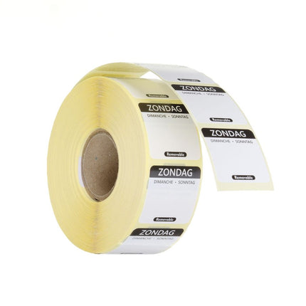 HENDI Täglich anwendbare Lebensmittelsicherheitsetiketten – Sonntag – Schwarz – 25 × 25 mm – 1000 Stück – Produktansicht