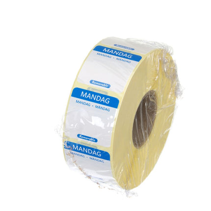 HENDI Täglich anwendbare Lebensmittelsicherheitsetiketten – Montag – Blau – 25 × 25 mm – 1000 Stück – Weitere Produktansicht
