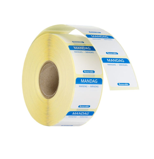 HENDI Täglich anwendbare Lebensmittelsicherheitsetiketten – Montag – Blau – 25 × 25 mm – 1000 Stück – Produktansicht