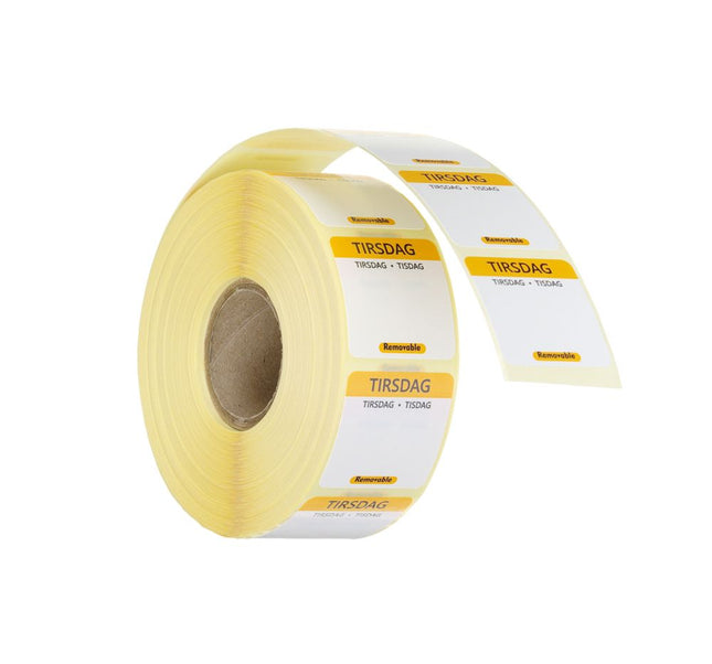 HENDI Täglich anwendbare Lebensmittelsicherheitsetiketten – Dienstag – Gelb – 25 × 25 mm – 1000 Stück – Produktansicht