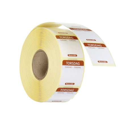 HENDI Täglich anwendbare Lebensmittelsicherheitsetiketten – Donnerstag – Braun – 25 × 25 mm – 1000 Stück – Produktansicht