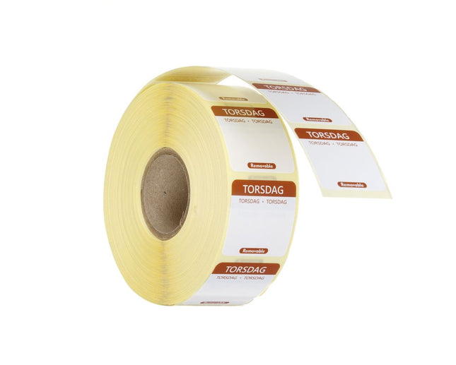 HENDI Täglich anwendbare Lebensmittelsicherheitsetiketten – Donnerstag – Braun – 25 × 25 mm – 1000 Stück – Produktansicht