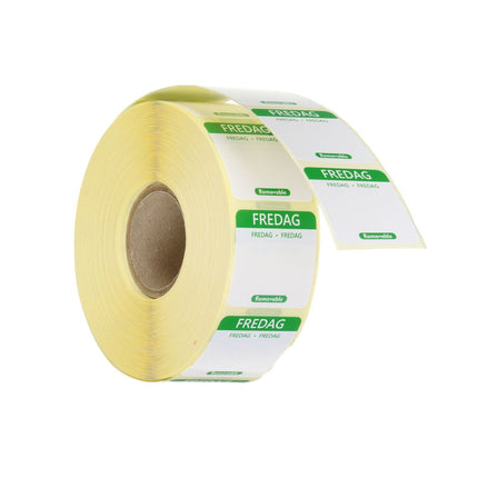 HENDI Täglich anwendbare Lebensmittelsicherheitsetiketten – Freitag – Grün – 25 × 25 mm – 1000 Stück – Produktansicht