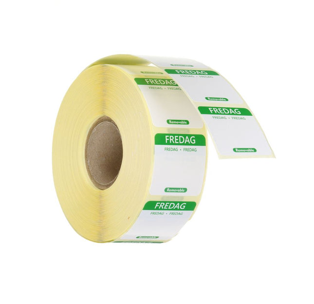 HENDI Täglich anwendbare Lebensmittelsicherheitsetiketten – Freitag – Grün – 25 × 25 mm – 1000 Stück – Produktansicht