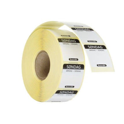 HENDI Täglich anwendbare Lebensmittelsicherheitsetiketten – Sonntag – Schwarz – 25 × 25 mm – 1000 Stück – Produktansicht