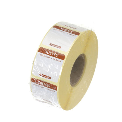 HENDI Täglich anwendbare Lebensmittelsicherheitsetiketten – Donnerstag – Braun – 25 × 25 mm – 1000 Stück – Weitere Produktansicht