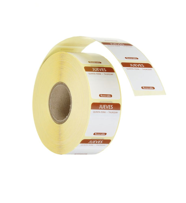 HENDI Täglich anwendbare Lebensmittelsicherheitsetiketten – Donnerstag – Braun – 25 × 25 mm – 1000 Stück – Produktansicht