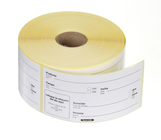 HENDI Lebensmittelrotations-Etiketten –  mehrfach verwendbar –  leicht entfernbar – Weiß – 100 × 50 mm – 500 Stück – Produktansicht